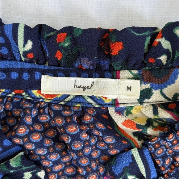 Hazel Anthropologie Boho Multicolor Floral Patchwork Blouse Bell Sleeve Women M - Picture 7 of 13